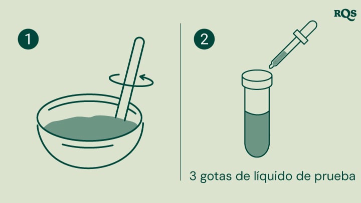 Guía paso a paso para probar el pH del suelo: mezcla el suelo con agua en un tazón, agrega 3 gotas de líquido de prueba en un tubo de ensayo. El tubo de ensayo muestra un pH neutro de 7.0, ideal para jardinería y salud de las plantas.