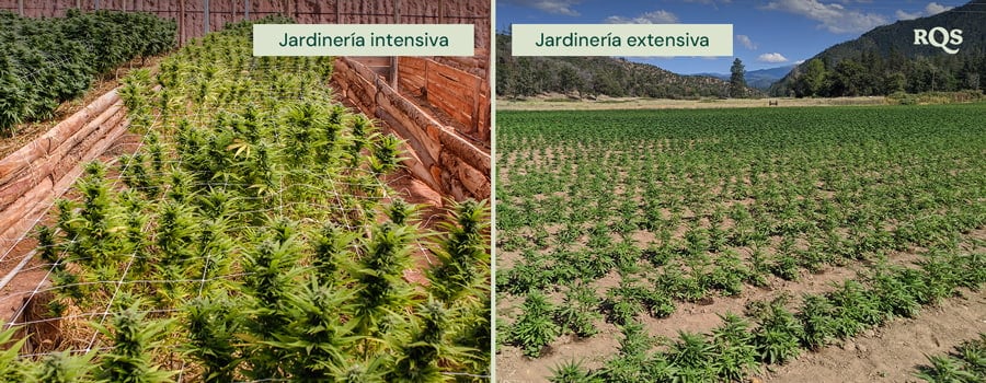 Dos imágenes: A la izquierda, una pala en el suelo, y a la derecha, manos sosteniendo un terrón de tierra, resaltando prácticas de jardinería.