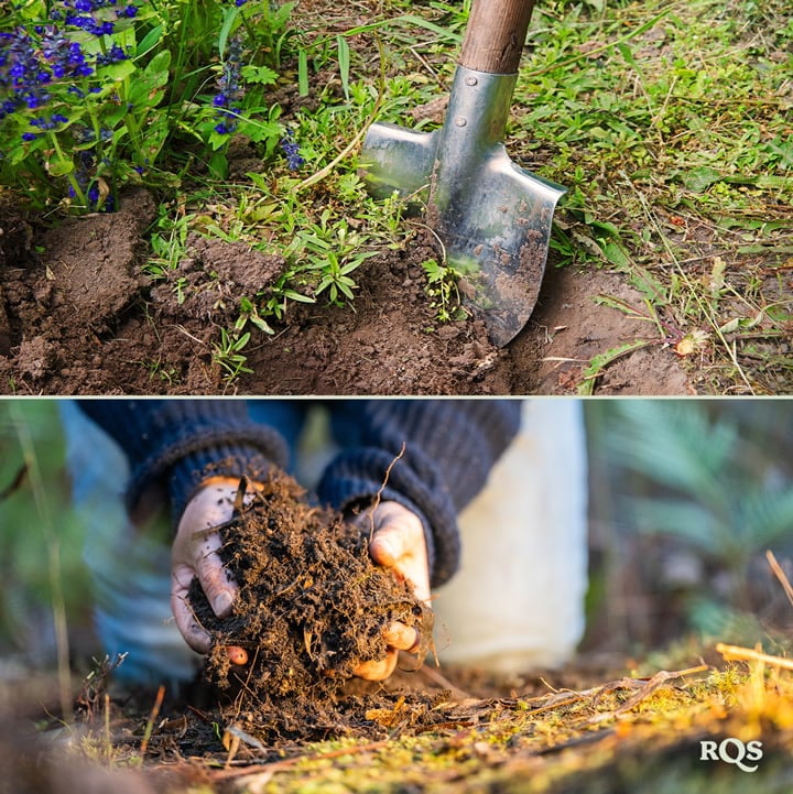 Comparación de métodos de jardinería: Imagen izquierda de jardinería intensiva en un entorno estructurado, imagen derecha de jardinería extensiva en campo abierto.